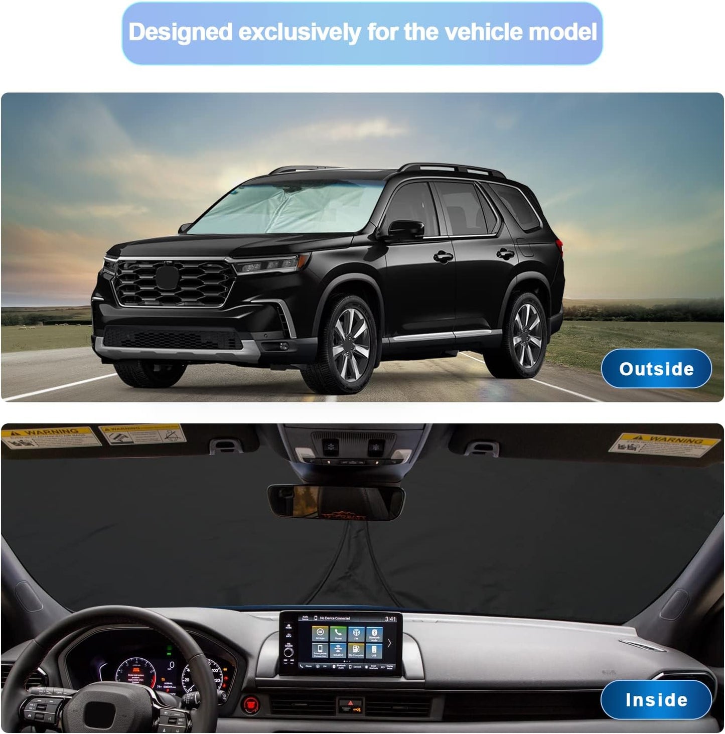 SXCY 2023 2024 2025 Pilot Windshield Sunshade 2019-2025 Honda Pilot LX, Sport, EX-L, TrailSport, Touring Elite Accessories Sun shade Windshield for 2024 Pilot Foldable Sunshade for 2025 Pilot Sunshade