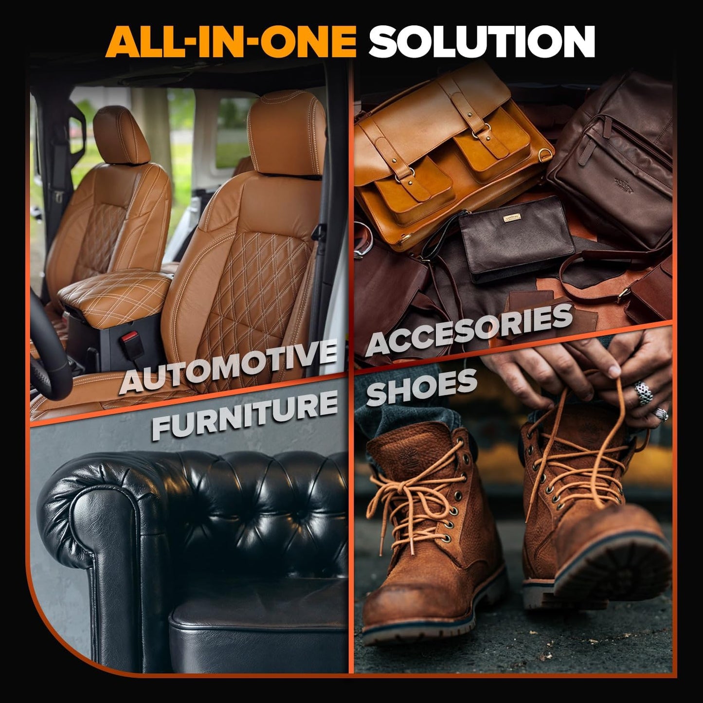 Carfidant Leather Cleaner & Conditioner Kit - Car Seat, Couch, Sofa, Shoes, Bags, Furniture - Restores & Protects - Includes Cleaning Pad & Microfiber Towel - pH Balanced Leather Care