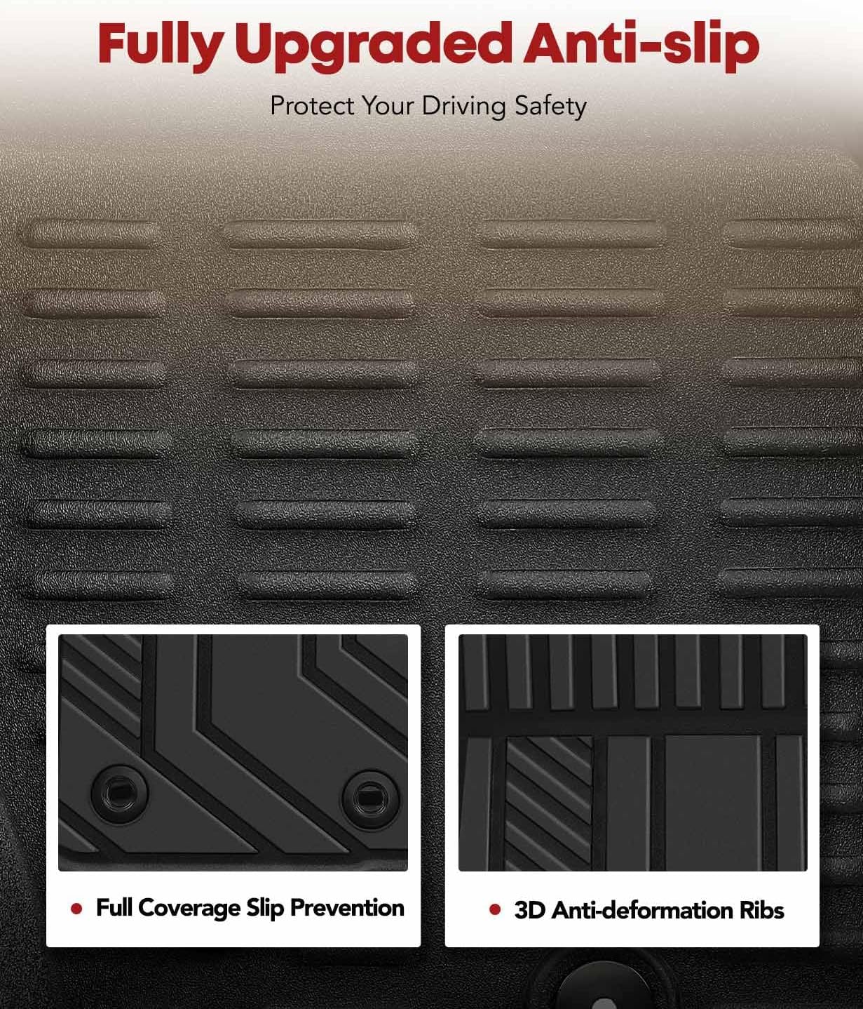 YHTAUTO Floor Mats Fit 2016-2023 Toyota Tacoma, TPE All Weather Car Mats Waterproof Anti-Slip Odorless Floor Liner, Interior Car Accessories Front Liner, 2PCS Black