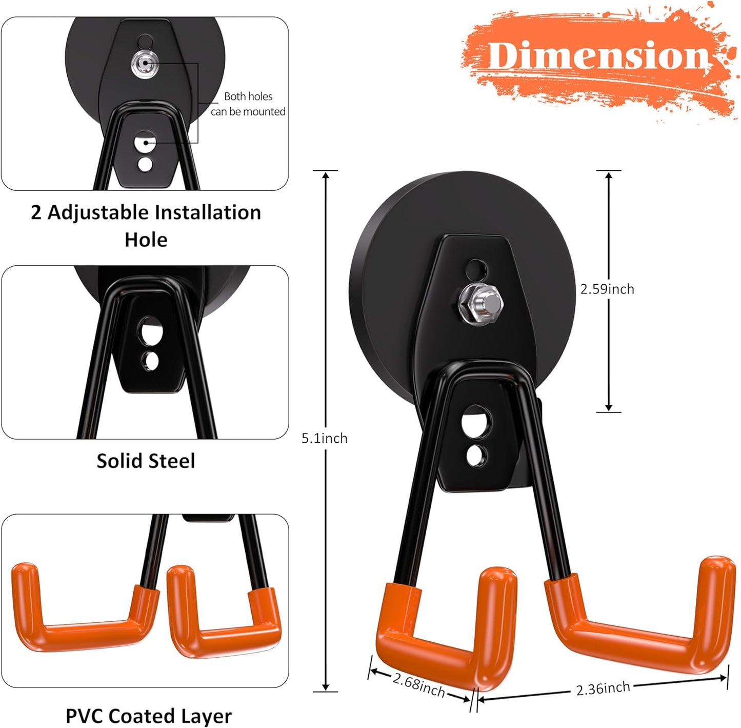 ENUODA Strong Magnetic Hooks Heavy Duty 4 Pack Magnet Garage Hook Heavy Duty Rare Earth Magnets Utility Storage Hooks for Hanging Ladder, Power Tool, Toolbox, Shovel, Broom, Extension Cord