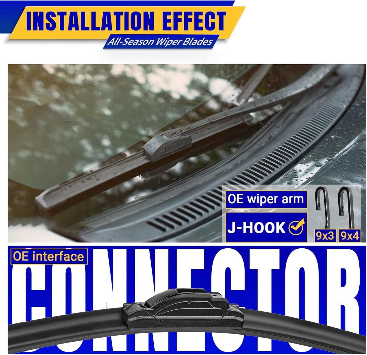 3 wipers Replacement for 2005-2010 Toyota Sienna, Windshield Wiper Blades Original Equipment Replacement - 26"/19"/16" (Set of 3) U/J HOOK