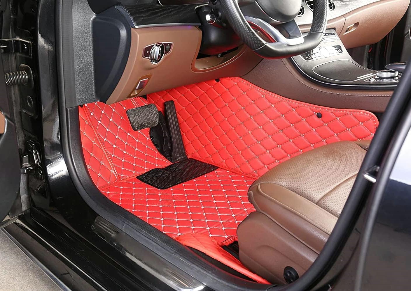 Custom Artificial Leather Waterproof All-Weather Car Floor Mats Fit for 99% Sedan SUV Sports Car Vehicle Car Mat (Green)