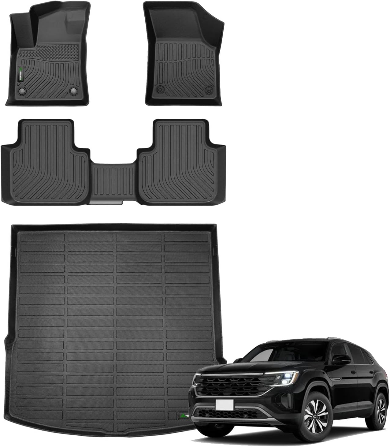 ANBINGO® Floor Mats & Cargo Liner for VW Atlas Cross Sport 2020 2021 2022 2023 2024 2025 (5 Passenger), SE | SEL | SEL R-Line | SEL Premium R-Line, Volkswagen Waterproof Car Floor Liners Full Set
