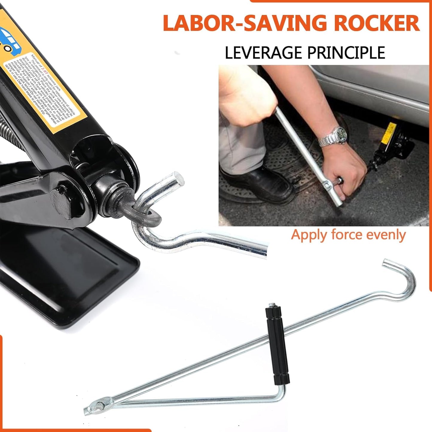 Car Jack Kit Scissor Jack for Car-2Ton(4409lbs),Portable Jack Tire Change Kit Deal for SUV Auto with Crank Handle,Heavy Duty Steel,Black