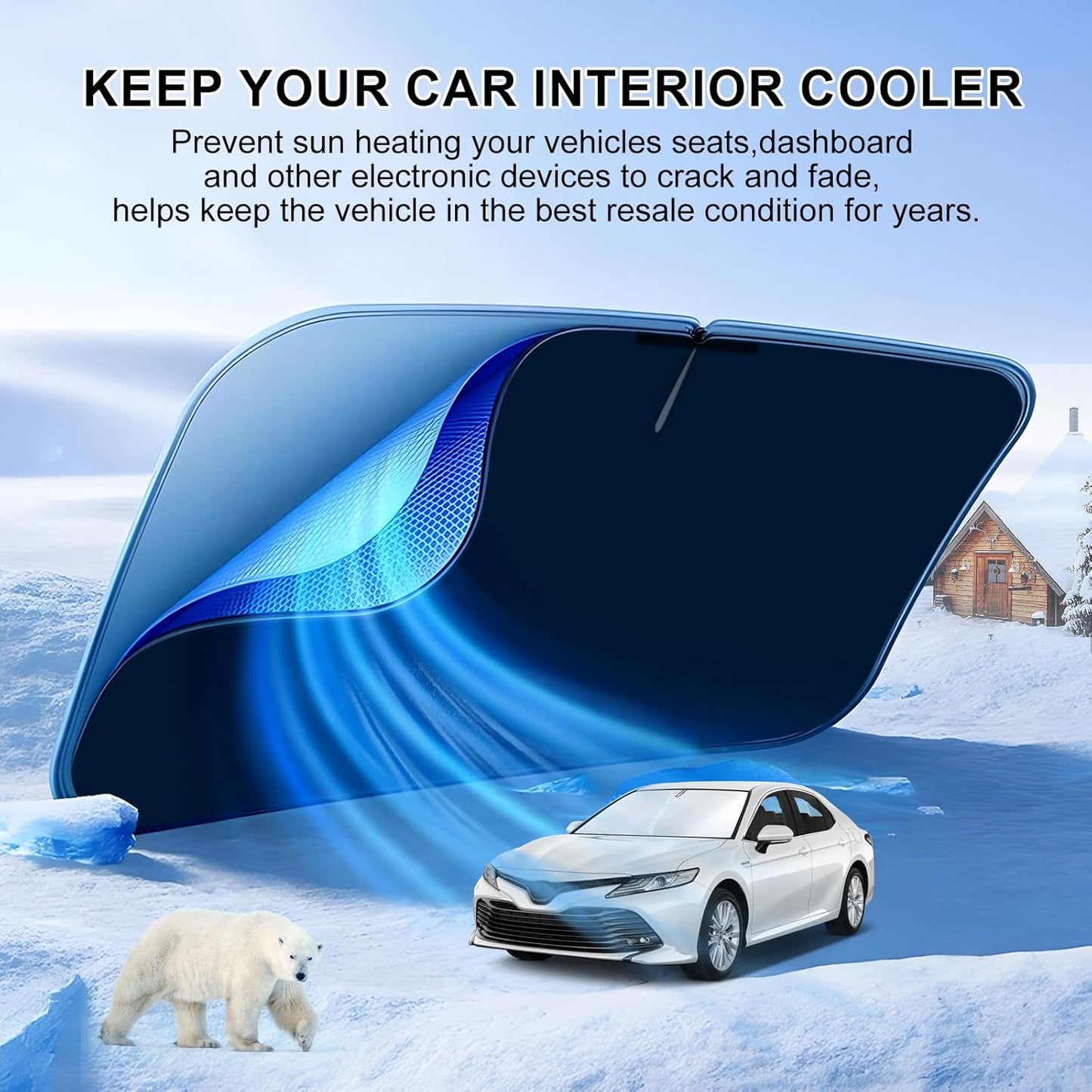 T TGBROS Windshield Sun Shade for Toyota Camry 2018-2024 Accessories Foldable Sun Shield Front Window Sunshade Cover Sun Visor Cover Block Heat and Sun Protection