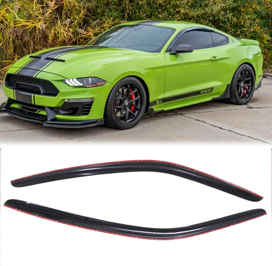 2pcs Original Shatterproof Outside Mount Style Sun Rain Guard Durable Side Window Wind Deflectors Dark Smoke Vent Window Visors Compatible with Ford 2015-2023 Mustang 92359