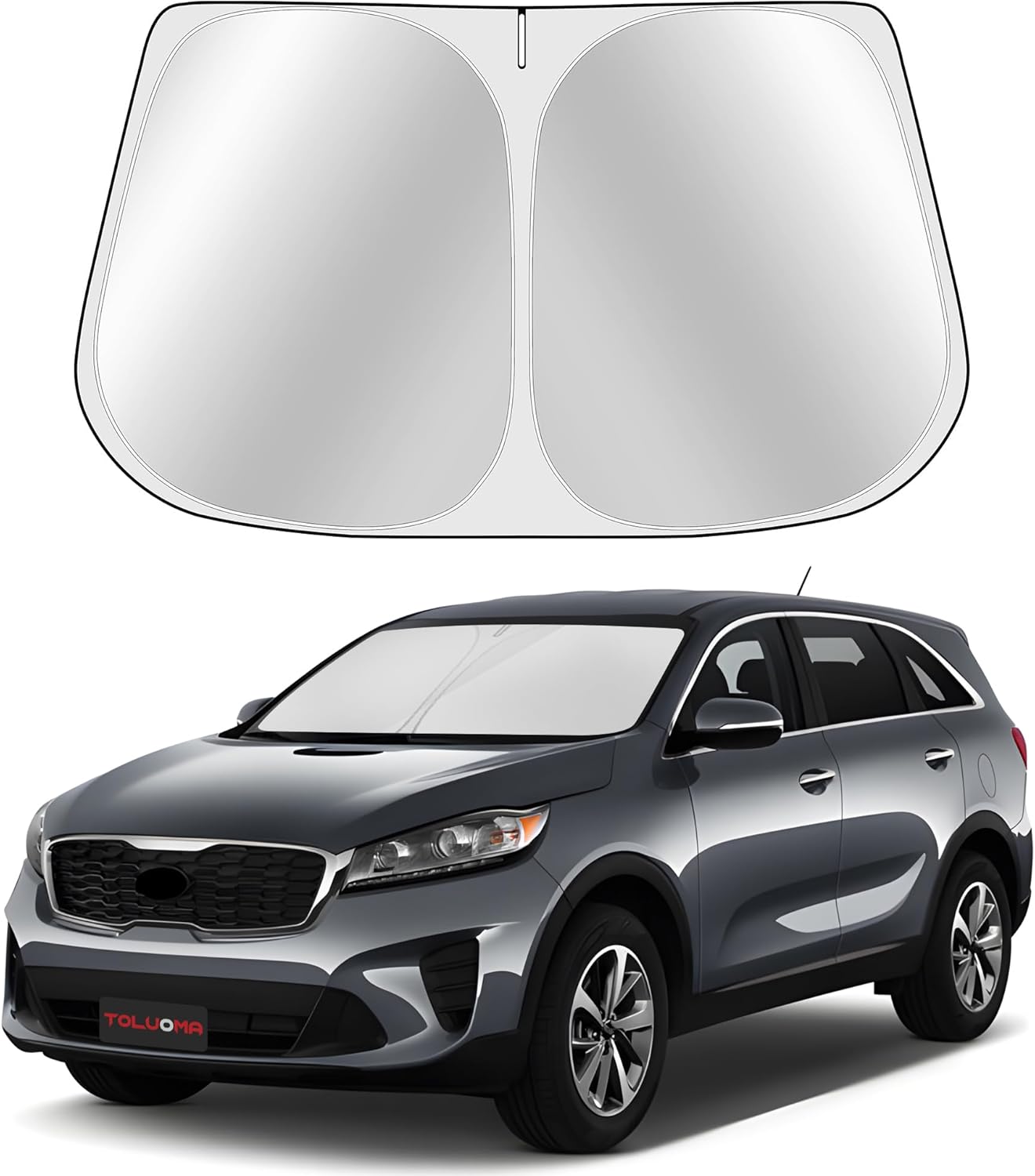 Custom Fit Windshield Sun Shade for Kia Sorento 2016-2020 - Full Coverage, 210T Reflective Fabric, Double-Layer Design - Blocks 99% UV Rays, Keeps Car Cool, Easy to Install and Store