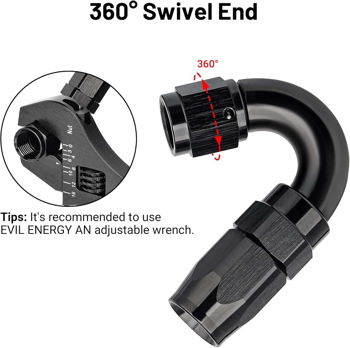 EVIL ENERGY 4AN 150 Degree One Piece Full Flow Hose End Fitting Swivel For CPE Braided Hose