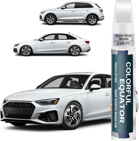 Glacier White Metallic(LS9R/2Y) Touch Up Paint Compatible with Audi, Car Paint Pen Scratch Repair Two-In-One Touch Up Paint, Premium Car Scratch Remover for Deep Scratches