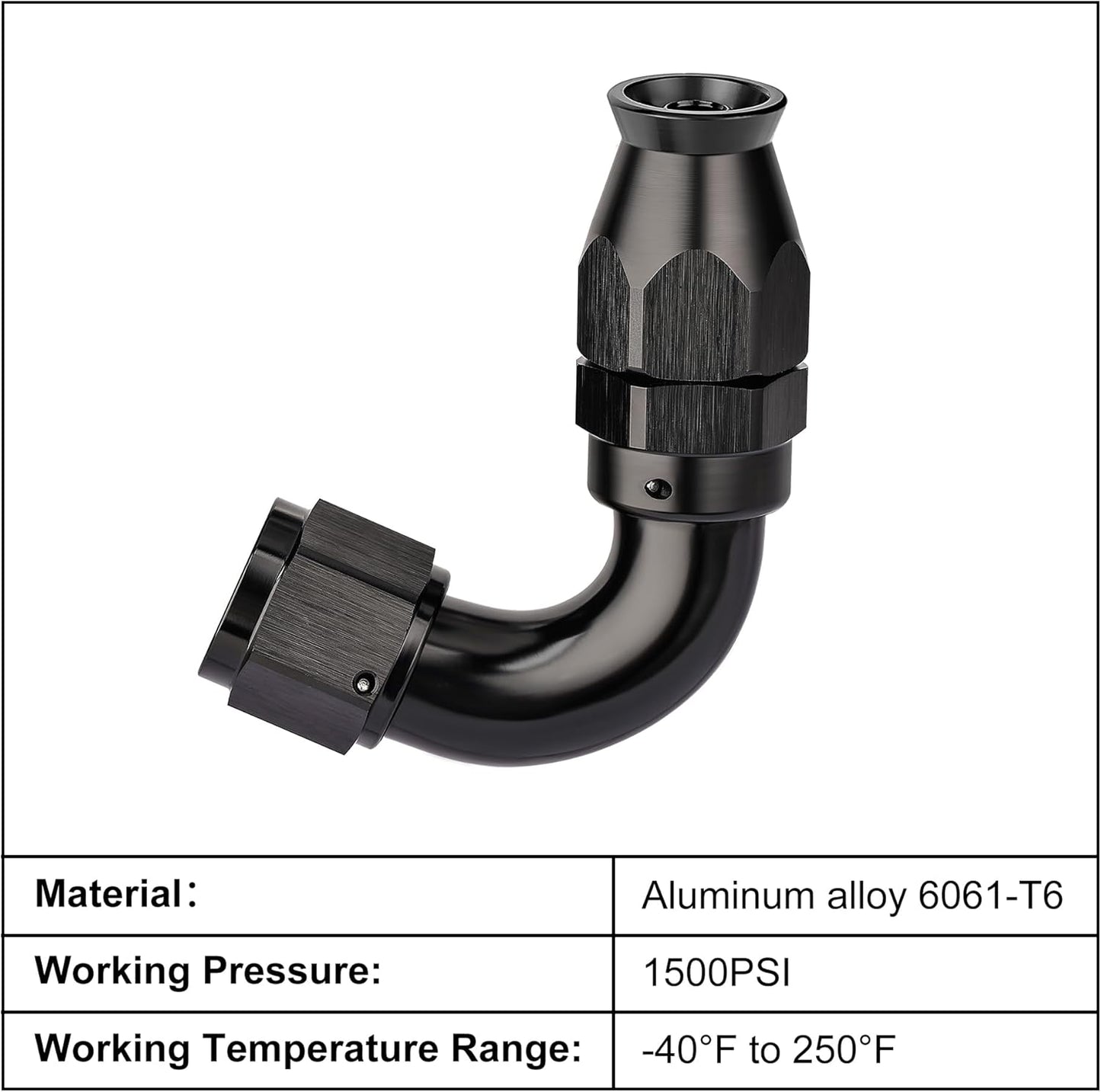 EVIL ENERGY 4AN 120 Degree PTFE One Piece Full Flow End Hose Fitting Aluminum Black