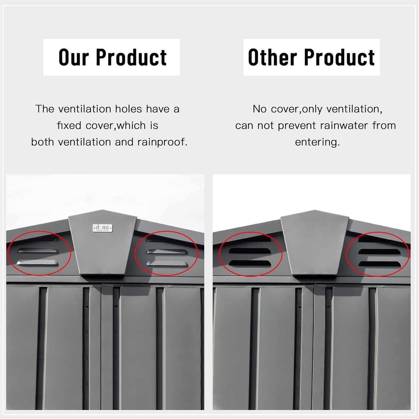 IKERY Galvanized Steel Garden Shed - 5.7' x 3' with Floor, Ventilation Vents and Lock, All - Weather Outdoor Storage for Tools in The Backyard, Dark Gray