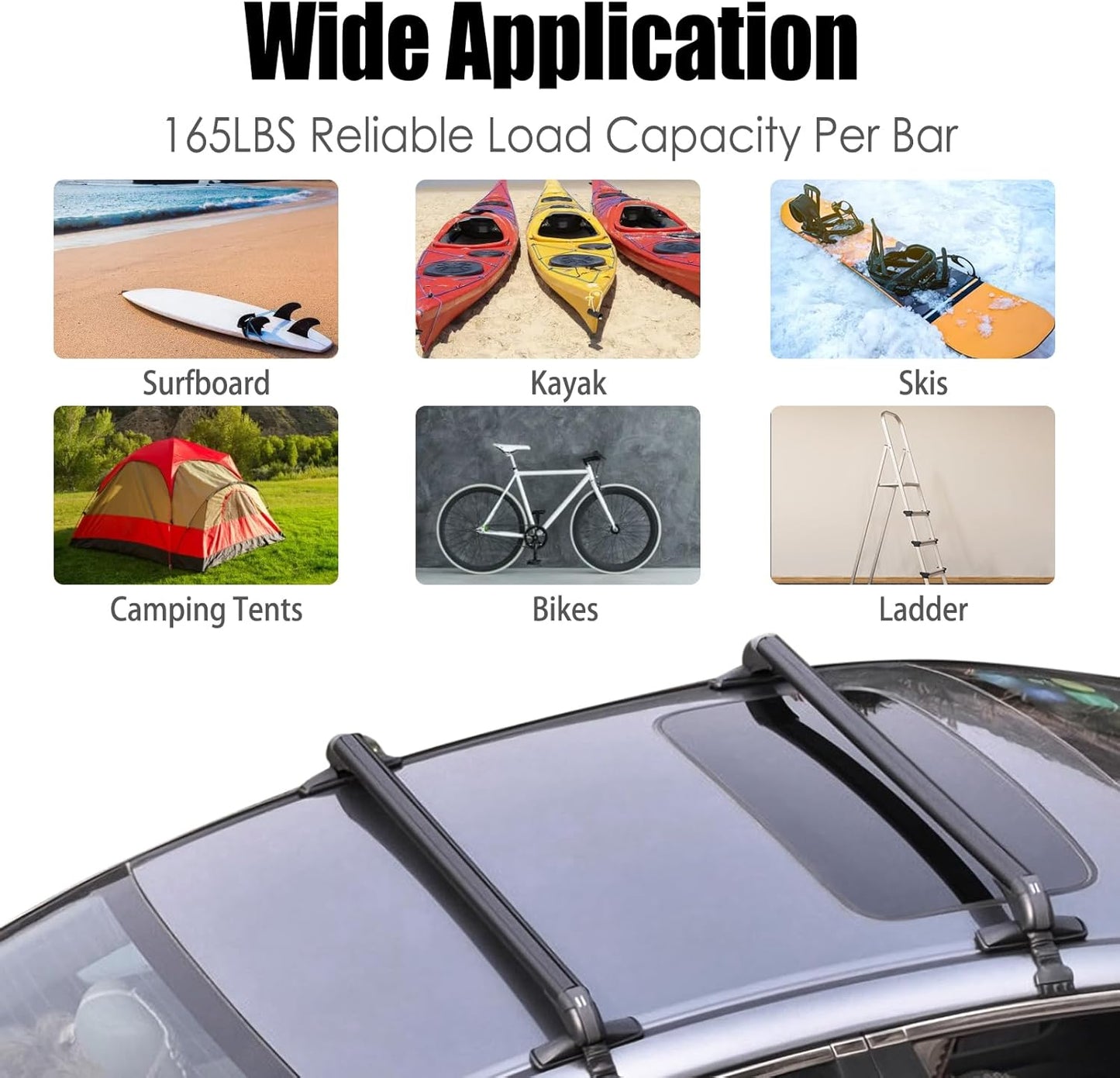 Universal Car Roof Rack, 43" Cross Bars with Anti-Theft Lock, Adjustable Aluminum Alloy Crossbars Heavy Duty Roof Crossbars for Car Roof Cargo Carrier, 165LBS Max Load