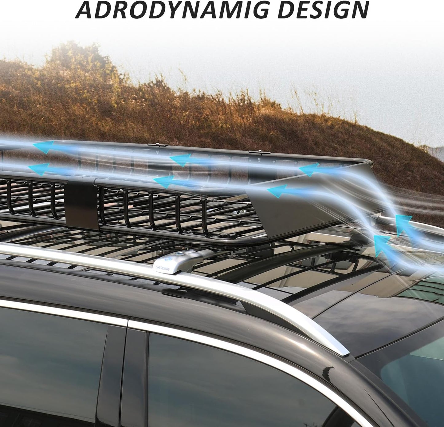 FORWODE Roof Rack Carrier Basket, 64" x 39" Rooftop Cargo Carrier with 250 lbs Capacity, Rust-Proof Steel Heavy Duty Car Top Luggage Basket with Waterproof Cargo Bag,Net for SUV Truck Cars