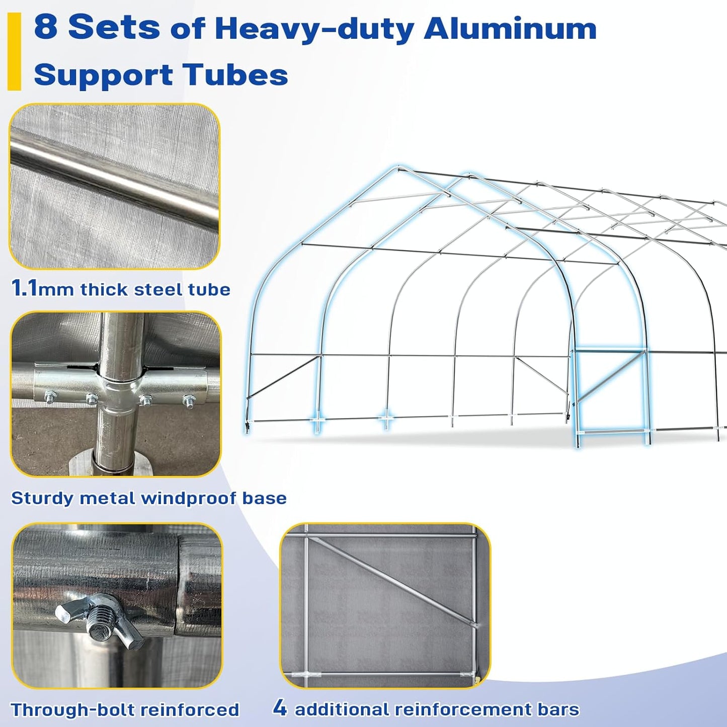 EROMMY 20x30 FT Heavy Duty Durable Carport, Galvanized Steel Frame Garage Shelter and Outdoor Storage, Waterproof 3-Layer PE Cover, Fits 2 Cars, Boat, Farm Equipment, Silver Gray