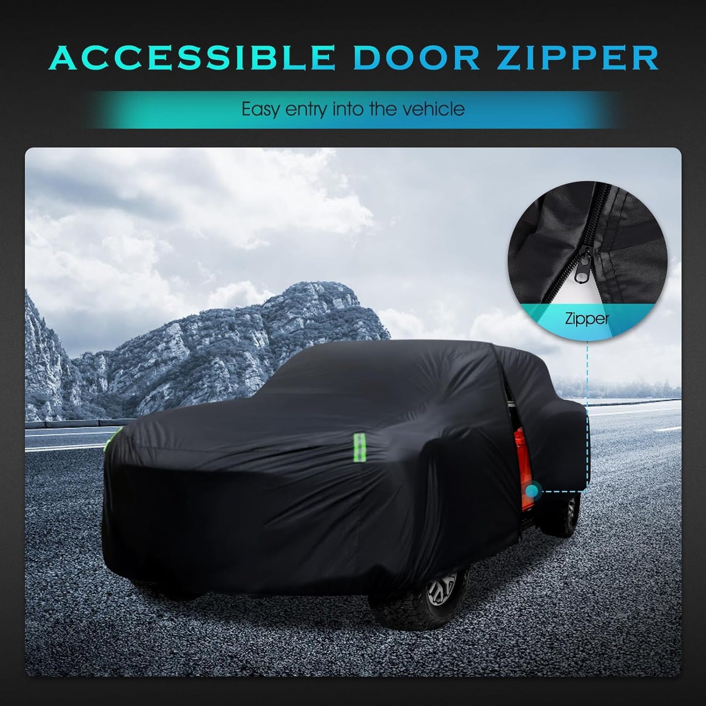 Truck Car Cover Waterproof All Weather Full Outdoor Pickup Car Cover Rain UV Protection, Size T3 Universal Fit for Ford F150 Chevy Silverado Dodge Ram 1500. (Fit Truck Length 229 to 242 inch)