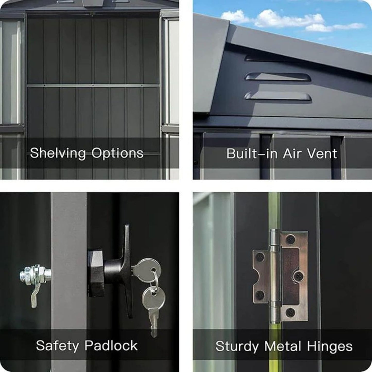 Domi Outdoor Storage Shed 5'x3, Metal Waterproof Tool Shed Utility Storage House with Double Lockable Doors & Air Vent for Garden Backyard Patio Lawn