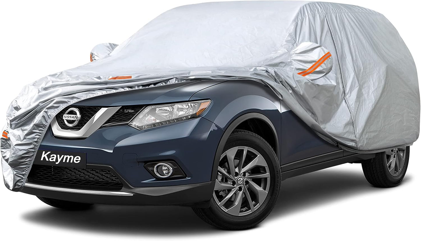 Kayme SUV Car Covers for Automobiles Waterproof All Weather Sun Uv Rain Protection with Zipper Mirror Pocket Fit Nissan Rogue, Volvo Xc60, Toyota Venza/Rav4, Porsche macan Etc (182 to 190 Inch) YL