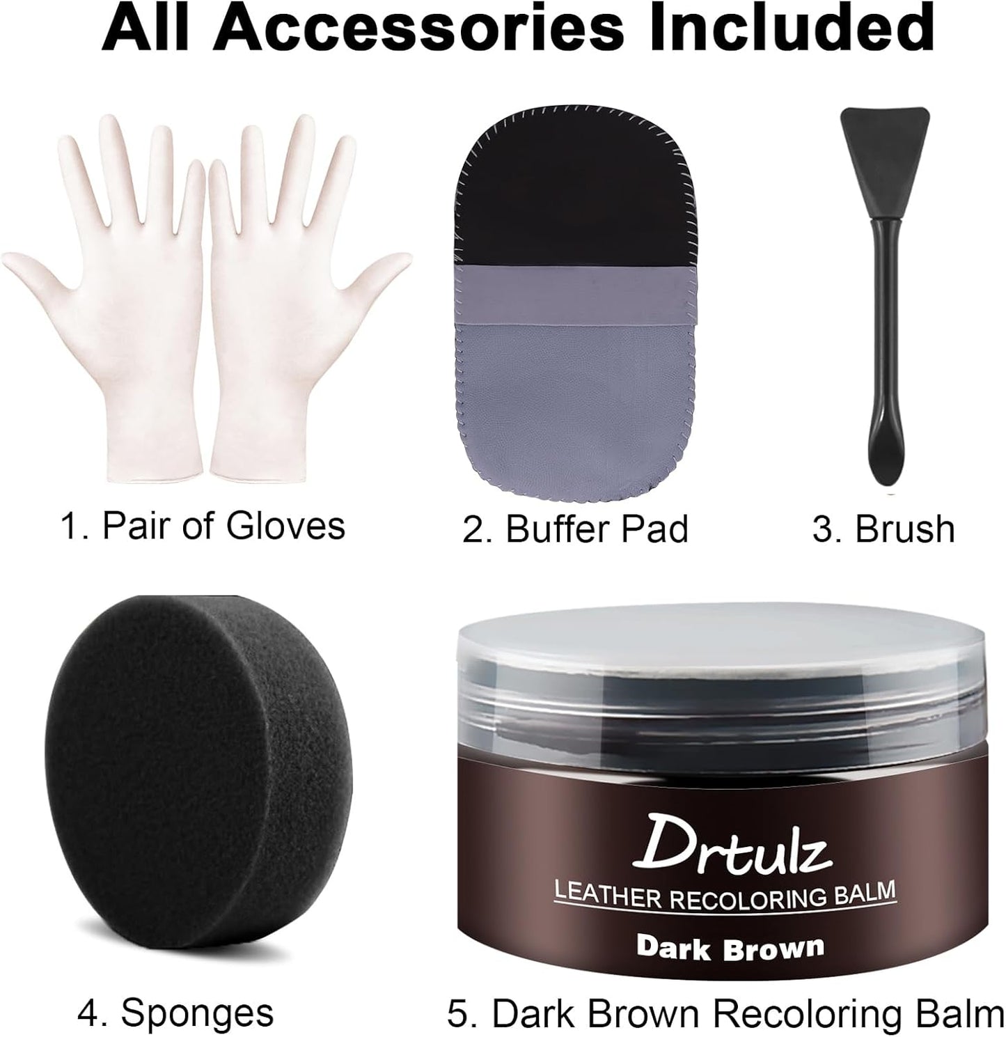 Dark Brown Leather Recoloring Balm, Leather Repair Kit for Furniture, Leather Scratch Remover, Leather Color Restorer for Couch, Car Seats, Shoes - Repair Leather Dye for Scratched and Faded Leather