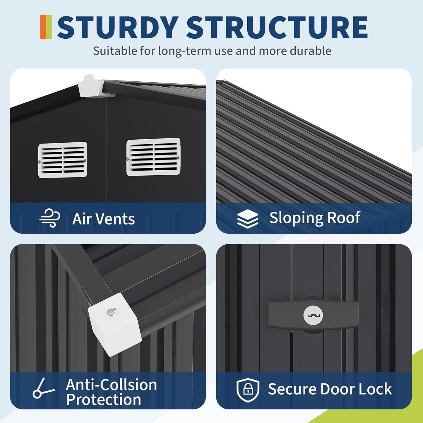 8x10 FT Metal Storage Sheds Outdoor with Floor, Metal Yard Sheds Garden Shed Kit, MetalTool Shed with Lockable Door, Metals UtilitySheds Buildings with Air Vent for Backyard Garden Patio Lawn