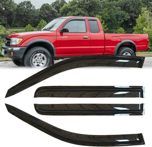 4pcs Shatterproof Rainproof Side Window Wind Vent Deflectors for 95-04 Tacoma Access/Extended Cab,Tape-on Rain Guards Set,Window Visors Compatible with 1995-2004 Toyota Tacoma 94948
