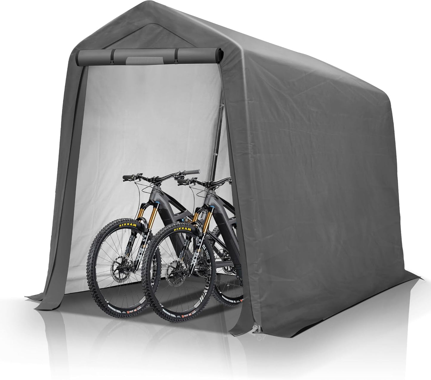 6' x 7' Outdoor Storage Shelter Shed- Heavy Duty Storage Tent with Roll-up Ventilated Windows, Portable Garage Storage shed for Bike, ATV, Motorcycle Shelter, Gray