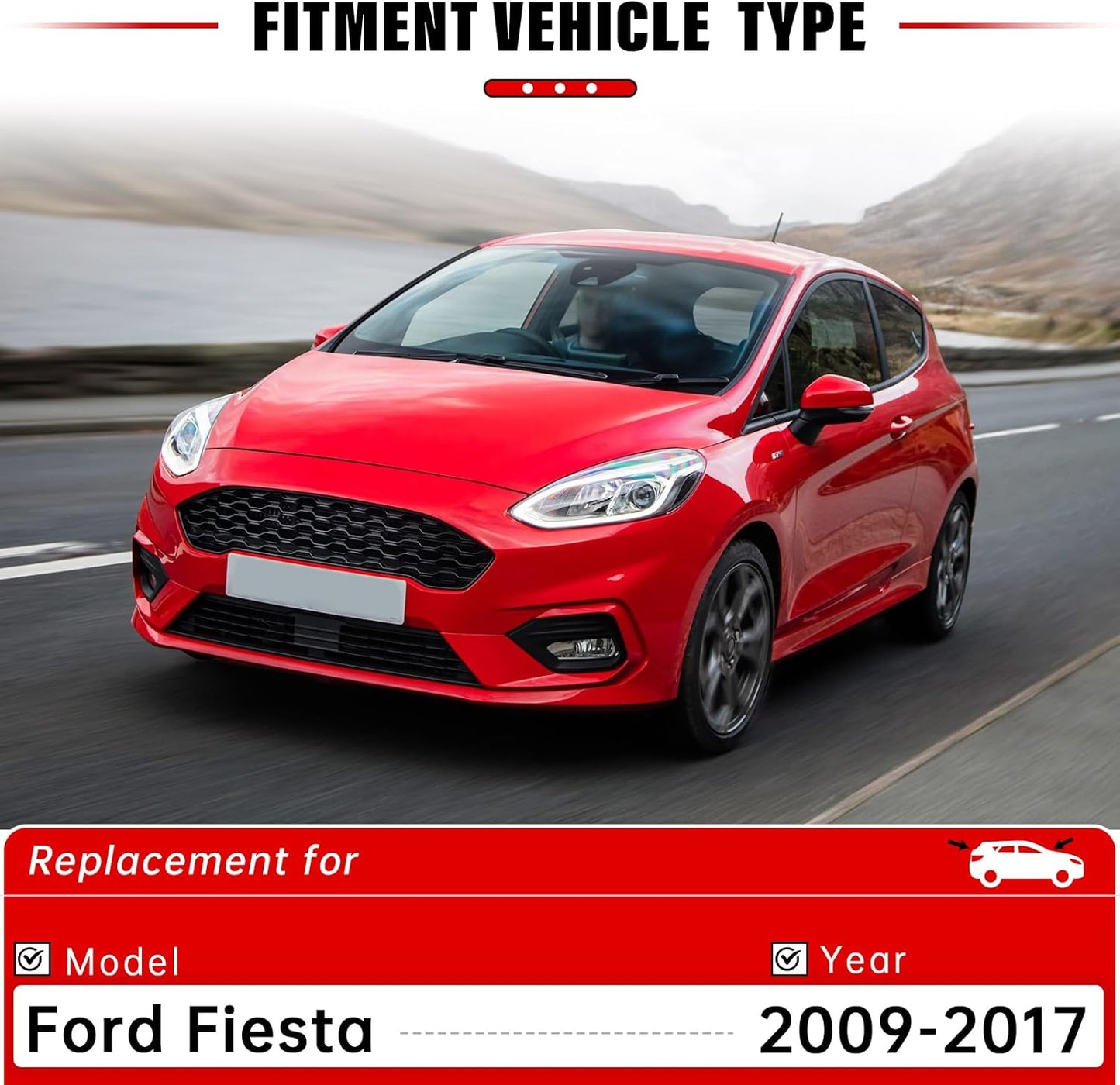 Windshield Wiper Blades Replacement for 2009-2017 Ford Fiesta Original Factory Quality Front Rear Wipers Blade Set for My Car - 26" 15" 12" (Pack of 3)