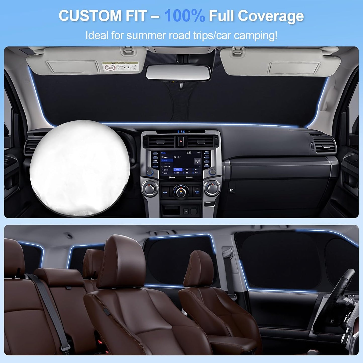 8pcs Car Window Shades for Volkswagen VW Atlas 2018-2025 Accessories,Windshield Side Rear Full Sunshade,Sun Visor UV Blocking, Privacy Protection and Blackout for Camping Outdoor