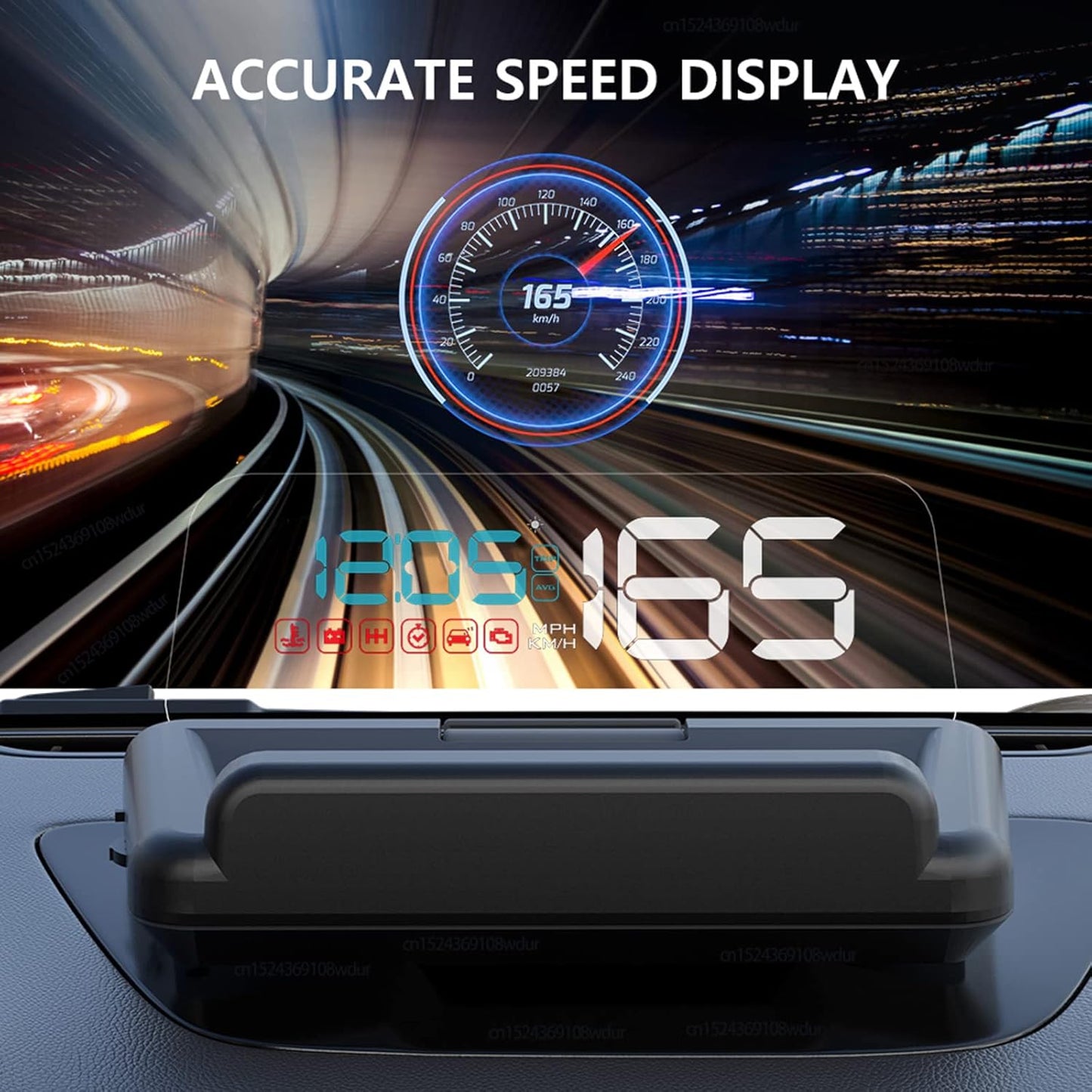 Heads up Display for Cars, C500 Car Digital GPS Speedometer, Stereo Projecting Display with Reflector, Speed, RPM, Water Temperature, Over Speed Alarm Remind, Fatigue Driving Reminder (C500)