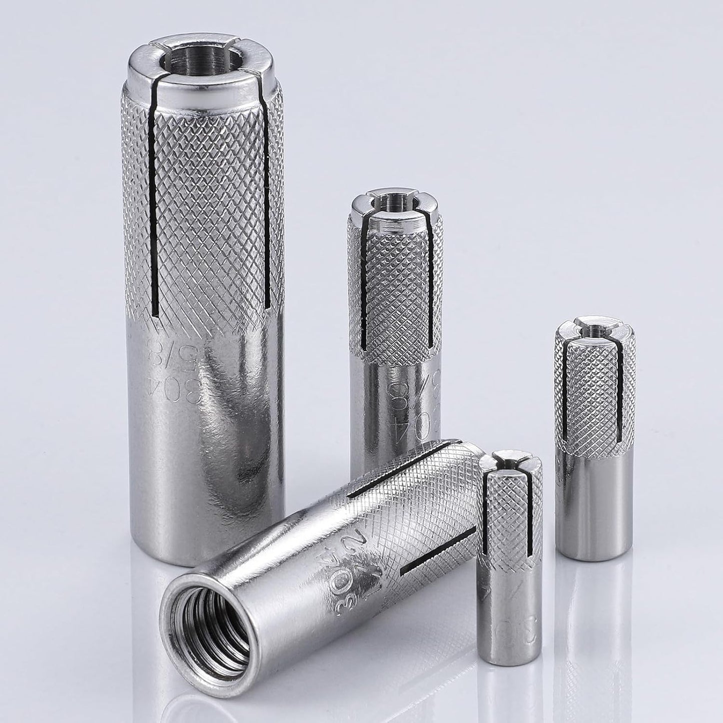 Wensilon(20 pcs) 5/8"-11 Premium Stainless Steel Drop in Anchors Assortment, Knurled Drop-in-Anchor for Solid Concrete, Internal Forced Expansion Screw Bolts