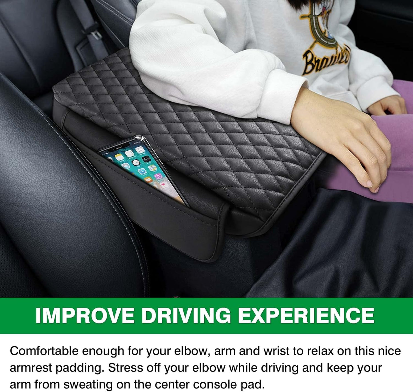 Shademax for Toyota 4Runner Center Console Cover, Armrest Cover for Toyota 4Runner Accessories 2010-2023 2024, Center Console Pad PU Leather Armrest Seat Box Cover Protector with Pockets Storage Bag