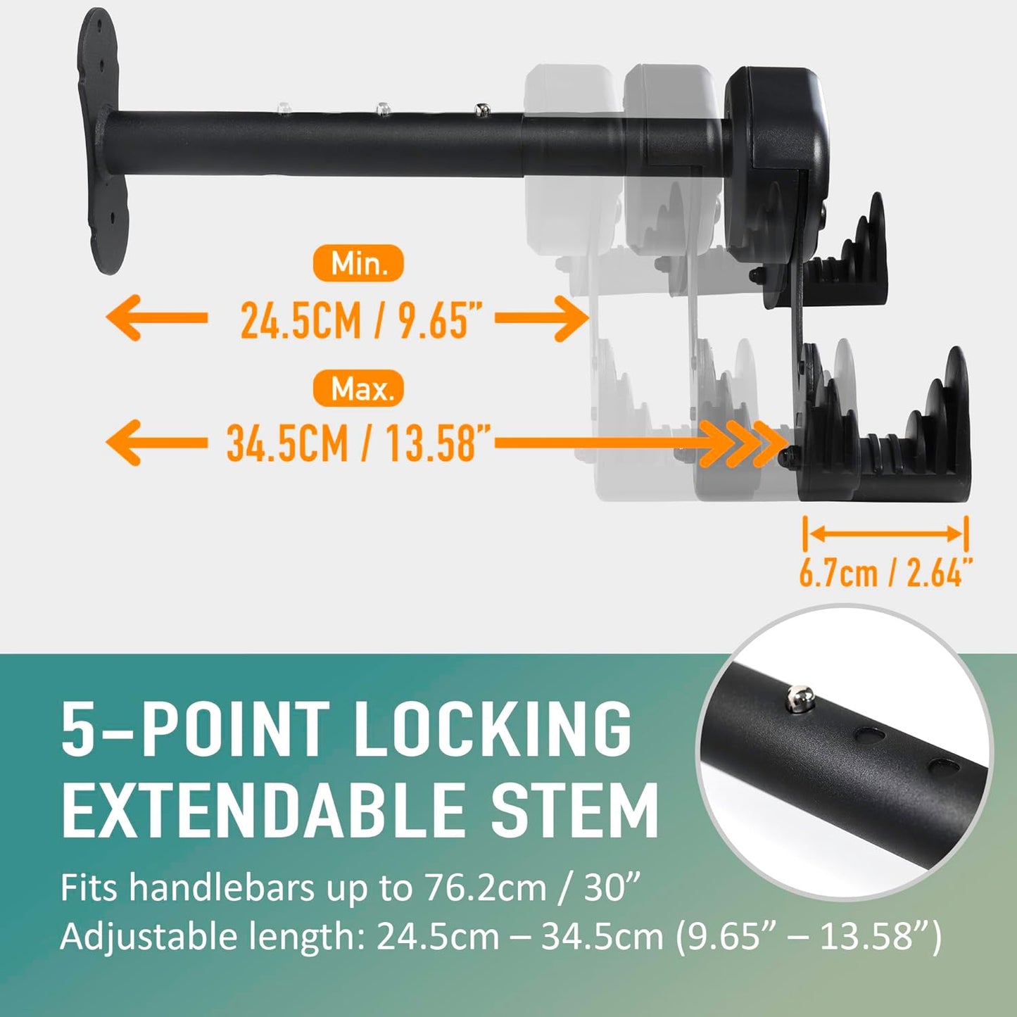 Buffalo Bike Wall Mount Rack – Adjustable Horizontal Indoor Hanger for Road, Mountain & Hybrid Bikes up to 48.5 lbs | Space-Saving Heavy-Duty Bicycle Storage for Garage & Home (2 Pack)