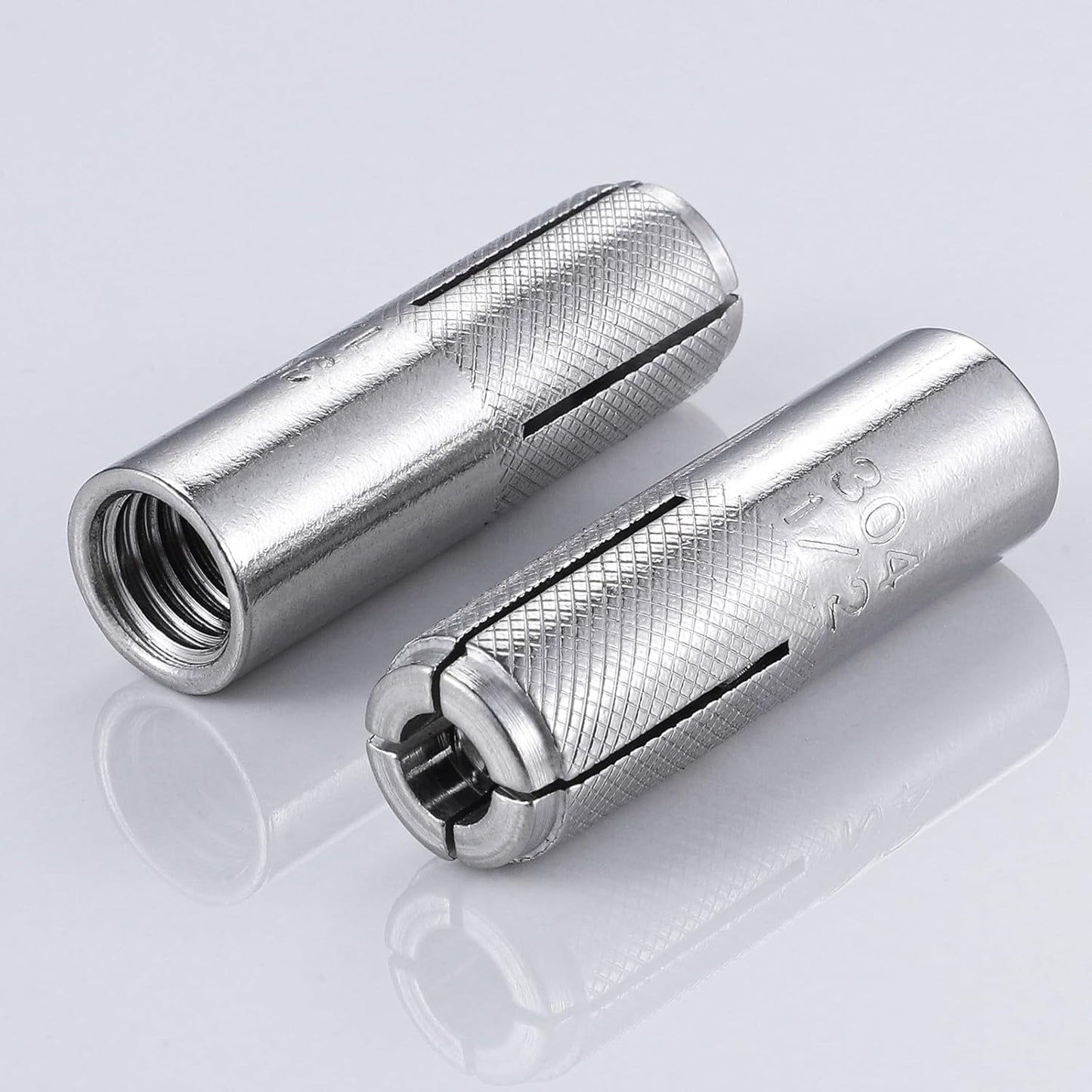 Wensilon(20 pcs) 1/2"-13 Premium Stainless Steel Drop in Anchors Assortment, Knurled Drop-in-Anchor for Solid Concrete, Internal Forced Expansion Screw Bolts