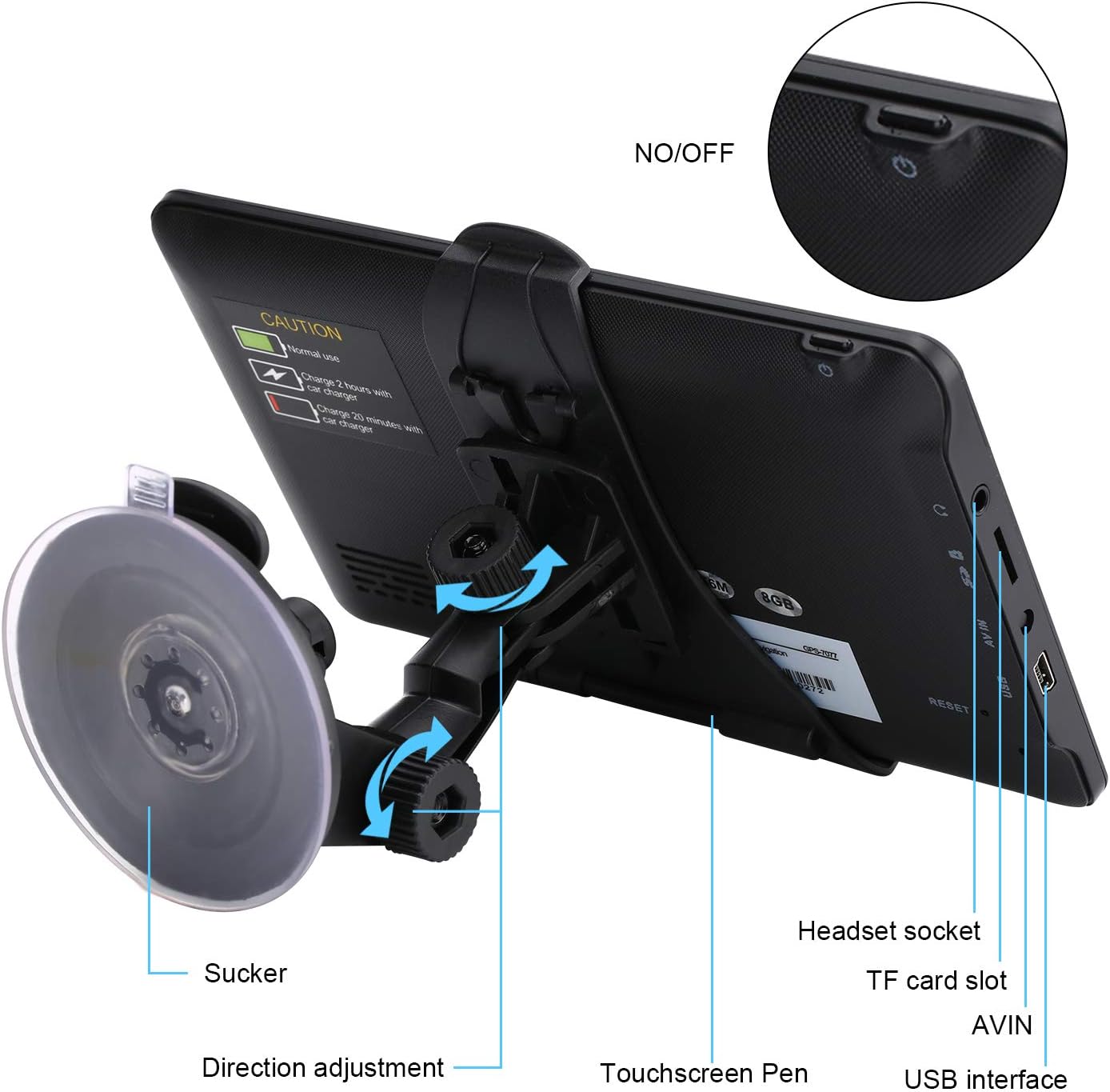 GPS Navigator for Car Truck RV, 7 Inch Touch Screen, Latest 2025 Maps for Car GPS, Support Voice Turn-by-Turn Guidance, Speed and Red Light Warning, Custom Truck Routing