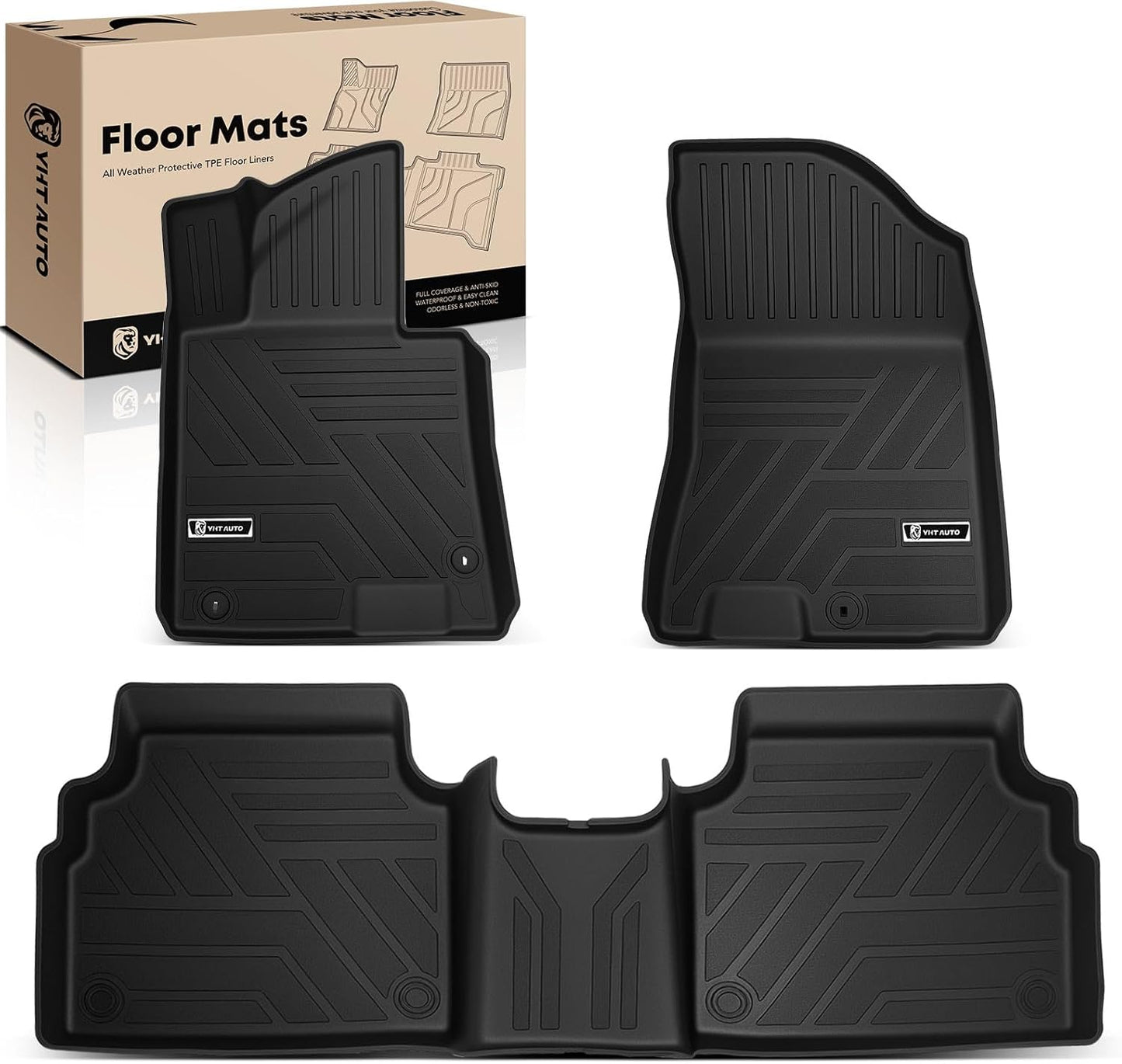YHTAUTO Floor Mats Fit 2020-2024 Hyundai Sonata & 2021-2025 Kia K5 FWD, TPE All Weather Car Mats Waterproof Anti-Slip Odorless Floor Liner, Interior Car Accessories Front & 2nd Row Liner 3MM