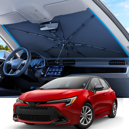 REEVAA 2025 Upgraded Car Windshield Sun Shade Umbrella [100% Sun Protection & Keep Cool] Protect Interior, 360° Flex Handle Sun Shield Sunshade, Small (53''x29'') for Sedans