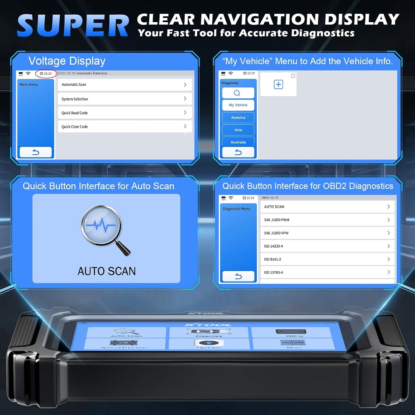 XTOOL D5 Car Code Reader and Reset Tool, Engine ABS SRS Transmission Car Diagnostic Tool with EPB Service, ABS Bleed, Throttle Relearn, Clear Check Engine Light Code Reader with 9 Resets, Free Update