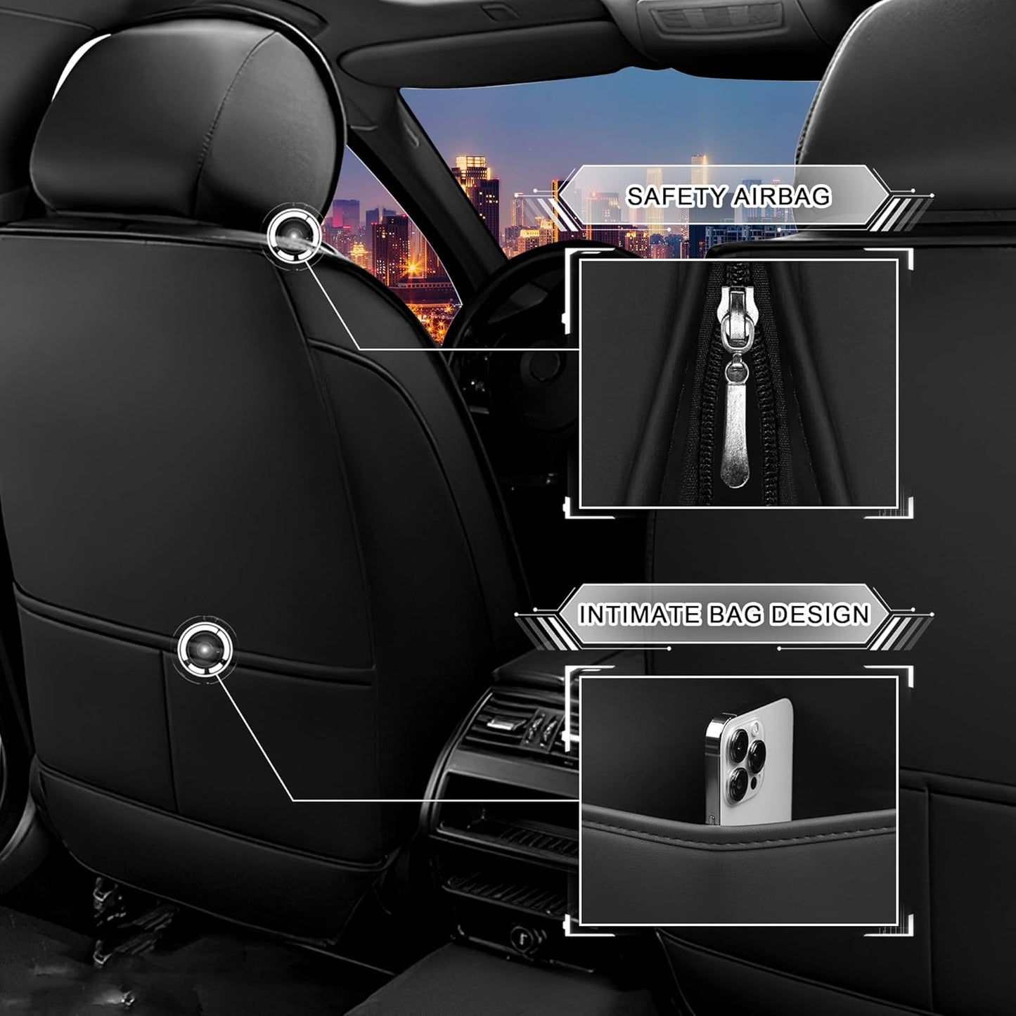 Car Seat Covers for Chrysler Pacifica 2004-2025, Stylish Sport Seat Cover, Premium Nappa Leather Car Seat Cover. Automobile Seat Covers Sets.(Luxury 5 Seats/Black Red)