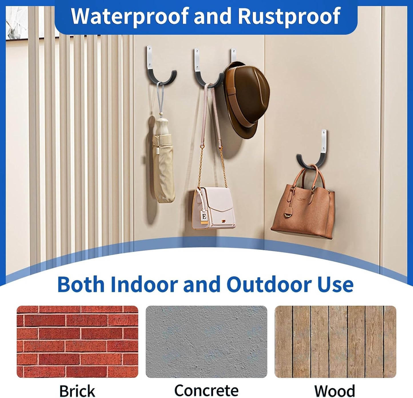 Heavy Duty Steel Garage Hooks,Garage Storage Utility Hooks,Heavy Duty Garage Garden Tool Organizer,Steel Wall Mount Hooks, Garden Hose Hanger, Small U Hooks (Black 6 Pack)