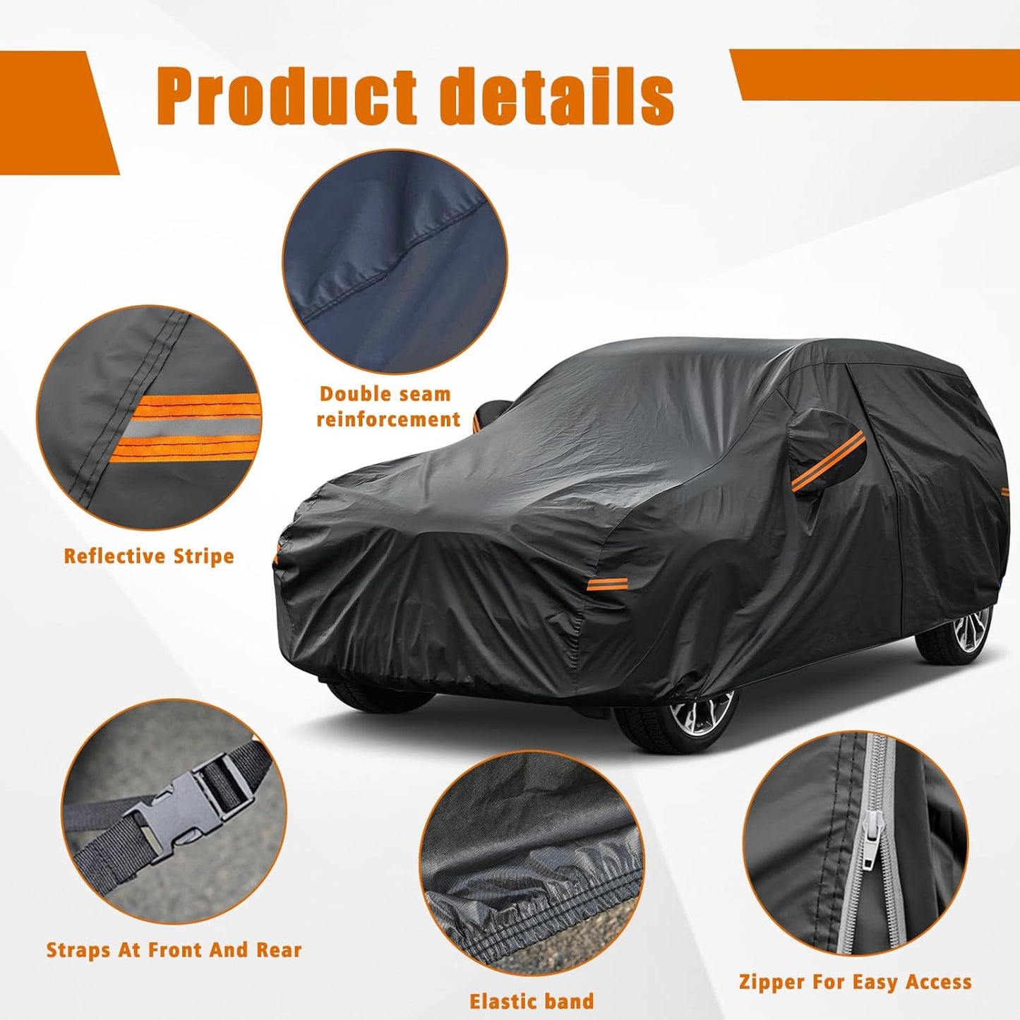 Kayme 7 Layers SUV Car Cover Custom Fit for Buick Envision (2015-2025) Waterproof All Weather for Automobiles, Outdoor Full Cover Rain Sun UV Protection.Black