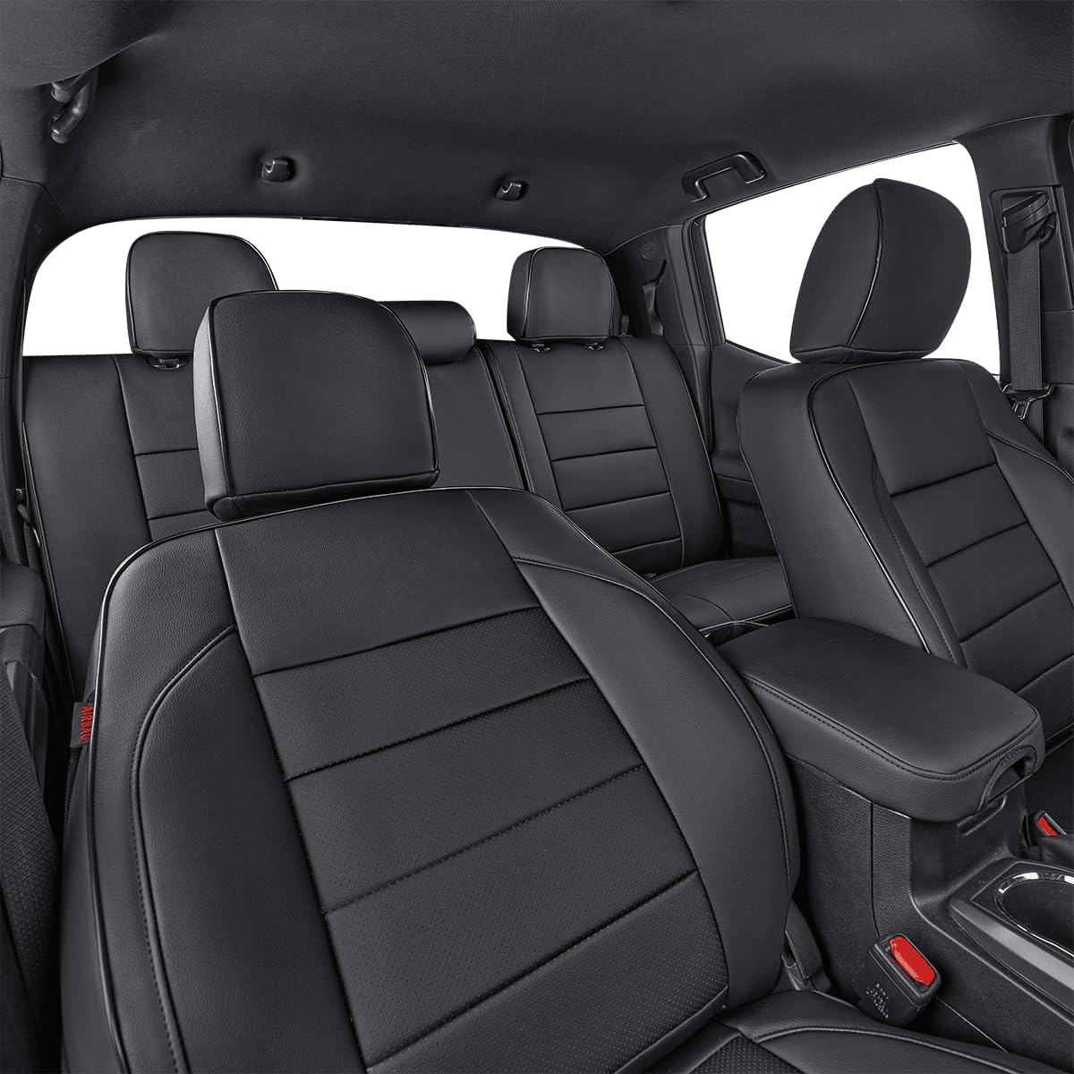 EKR Custom Fit Tacoma Car Seat Covers for Select Toyota Tacoma 2016 2017 2018 2019 2020 2021 2022 2023 Access Cab -Full Set,Leather(Black)