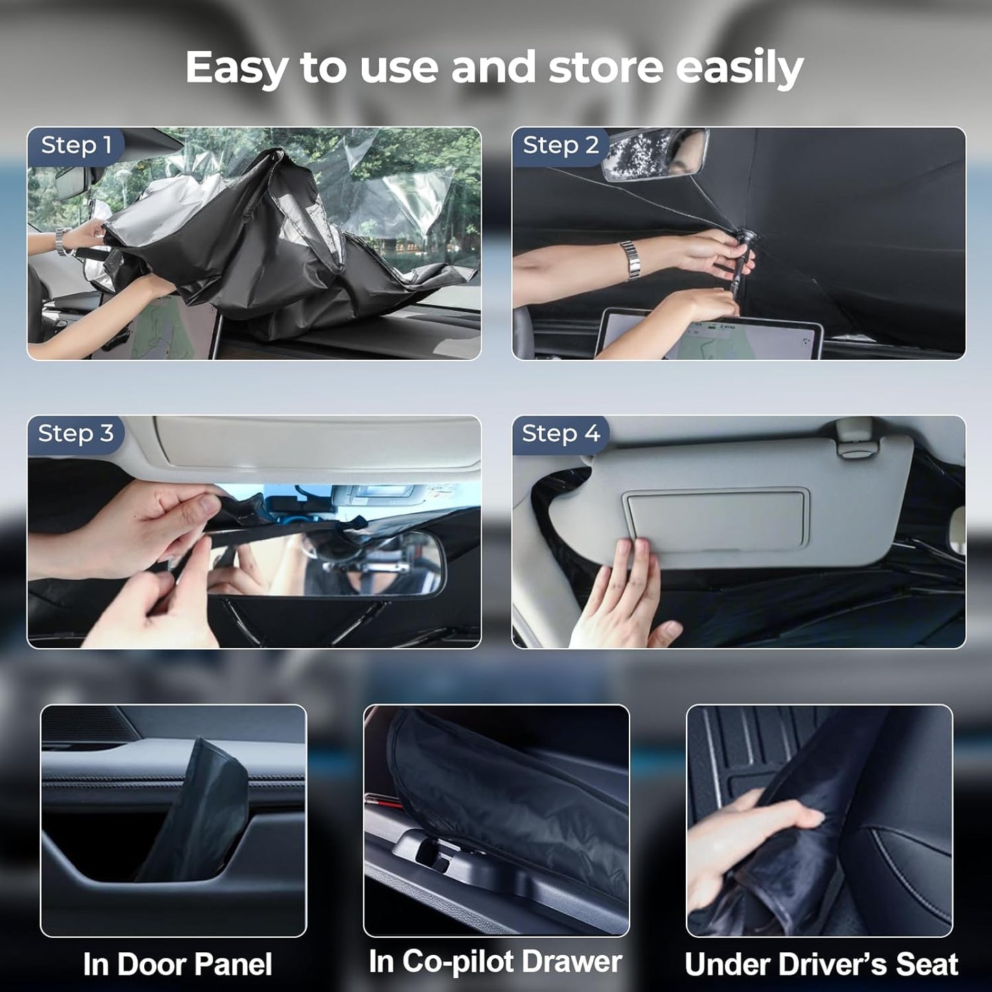 Windshield Sun Shade Umbrella: Custom Fit for 2014-2020 Nissan Rogue S/SV/SL (T32) - Double Thickened Foldable Front Window Sunshade, Superior UV & Heat Protection, Keeps Compact Crossover SUV Cool