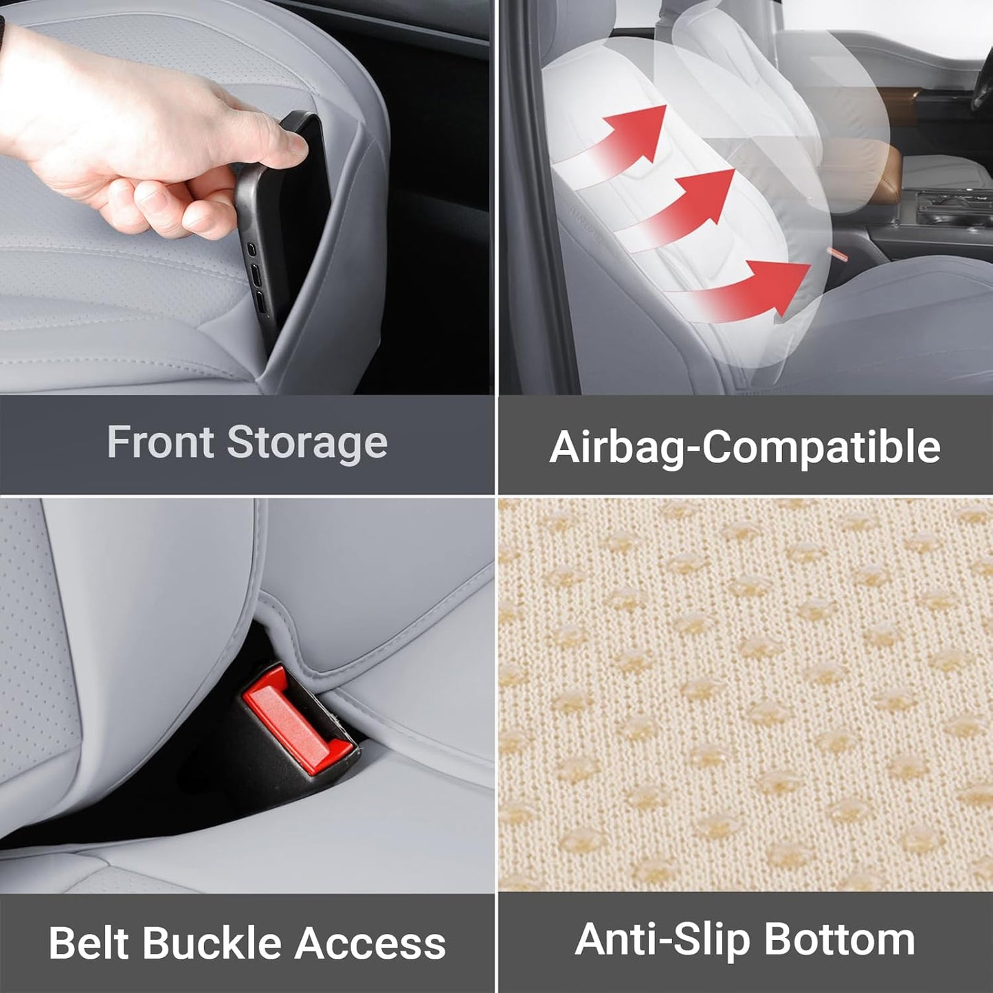 Coverland Custom Car Seat Covers Compatible with 2022-202 Tundra CrewMax, Double Cab - Premium Leather Non-Slip Memory Foam Waterproof Interior Protector Full Set-Gray [See Size Chart-Size X119]