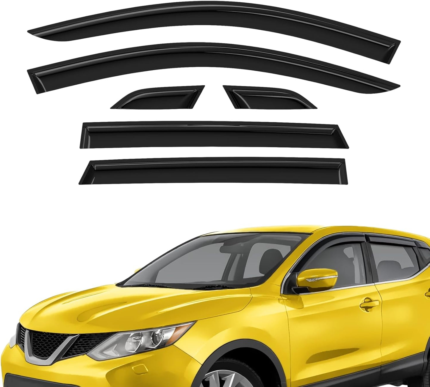 Extra Durable Window Deflectors Tape-On Window Visors Rain Guards Fit for Nissan Rogue Sport 2017-2022, Sun Visors, Wind Vent for Shades, Exterior Car Accessories - 6pcs. AG0224