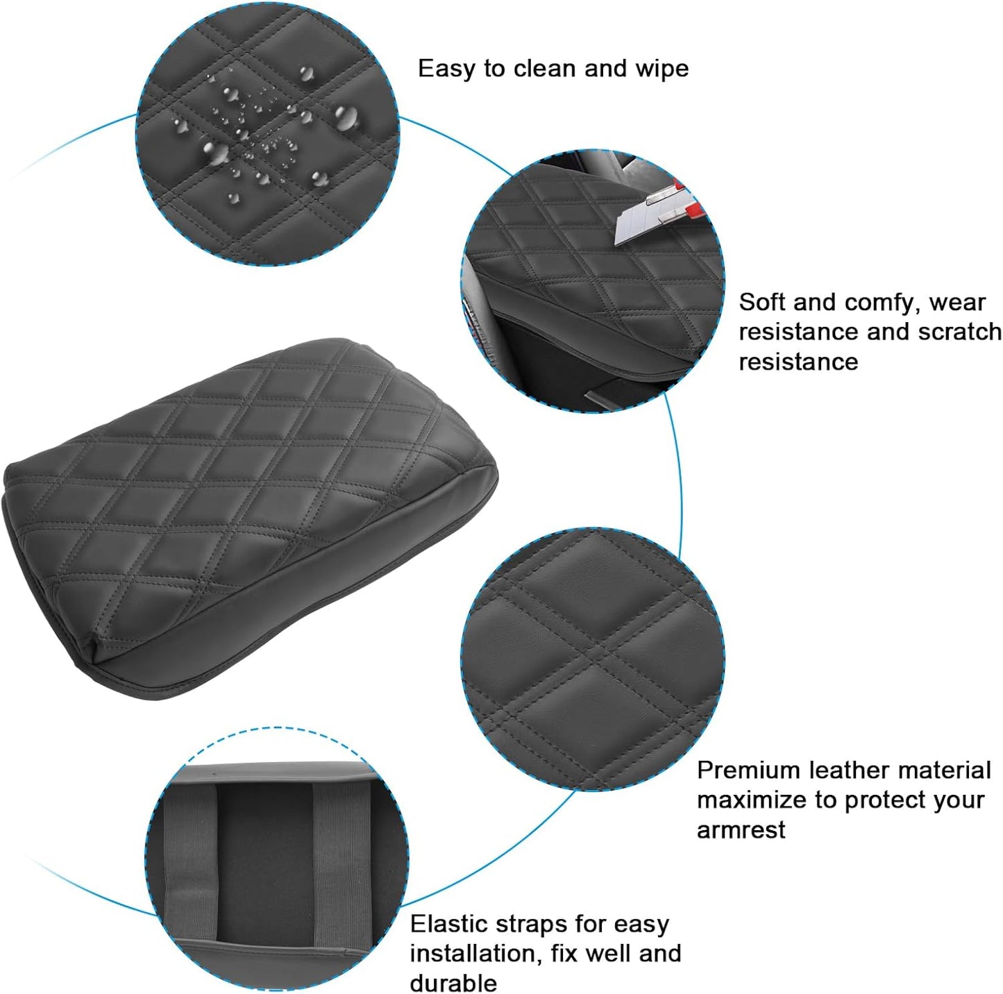 SXCY for 2025 Chevy Equinox Armrest Cover Pad for Equinox 2025 Center Console Armrest Cover 2025 Equinox Center Console Cover 2025 Equinox Middle Console Cover (Adding Pad 2-Line Rhombus Style)