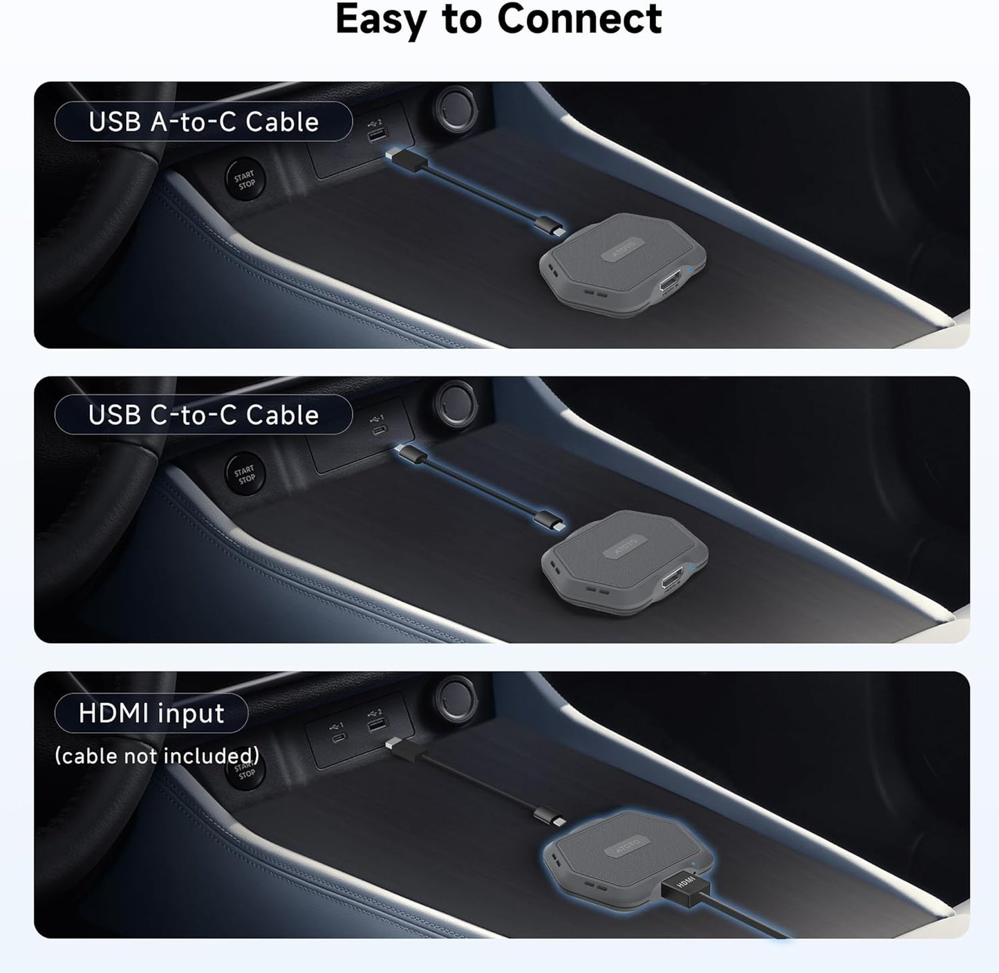 AD1 Wireless Carplay Adapter with HDMI, 2 in 1 Upgraded Dongle for Wired CarPlay Cars, Plug & Play HDMI Multimedia Hub for TV Box/Game Console/DVD/Blu-ray, Bluetooth 5.2, OTA Updates