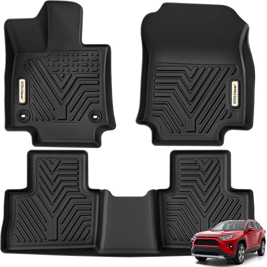 YITAMOTOR Floor Mats Compatible with 2019-2025 Toyota RAV4 (Not Fit for Hybrid or Prime), Custom Fit Black TPE All-Weather Floor Liners