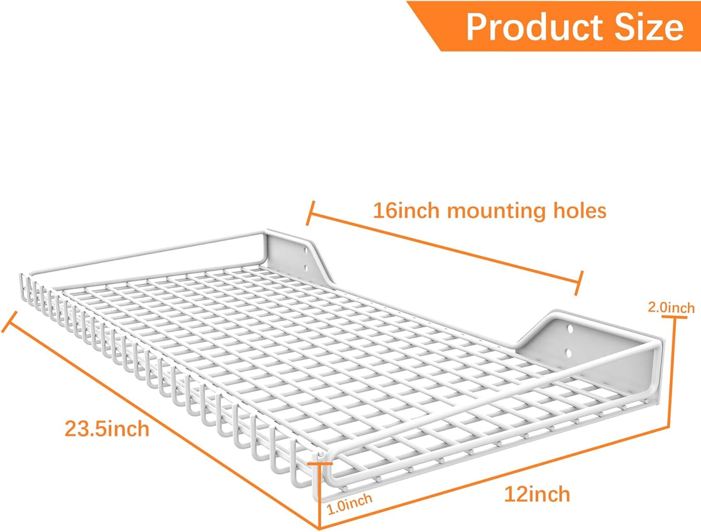 WALMANN 2 Pack Garage Wall Shelf, 23.5" x 12" Wall Mounted Storage Shelves for Garage, Closet, Laundry Room, Heavy Duty Wall Shelving, Holds Up to 65 Lbs(White)