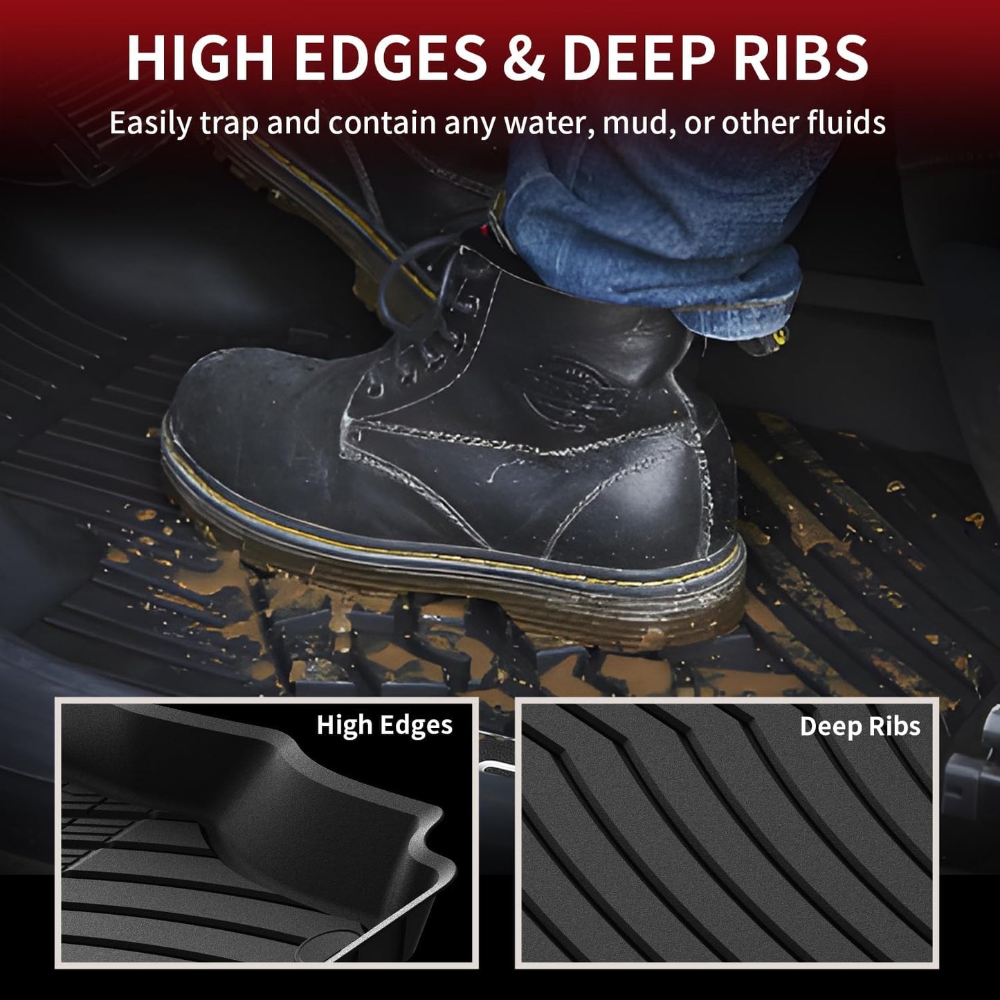 LASFIT Floor Mats for Mercedes Benz GLE SUV 2020-2026 350/450 / 450e / 580/53 AMG / 63 AMG S (Not Fit for Coupe), All Weather TPE Floor Liners Custom Fit GLE Car Mats, 1st & 2nd Row Set, Black