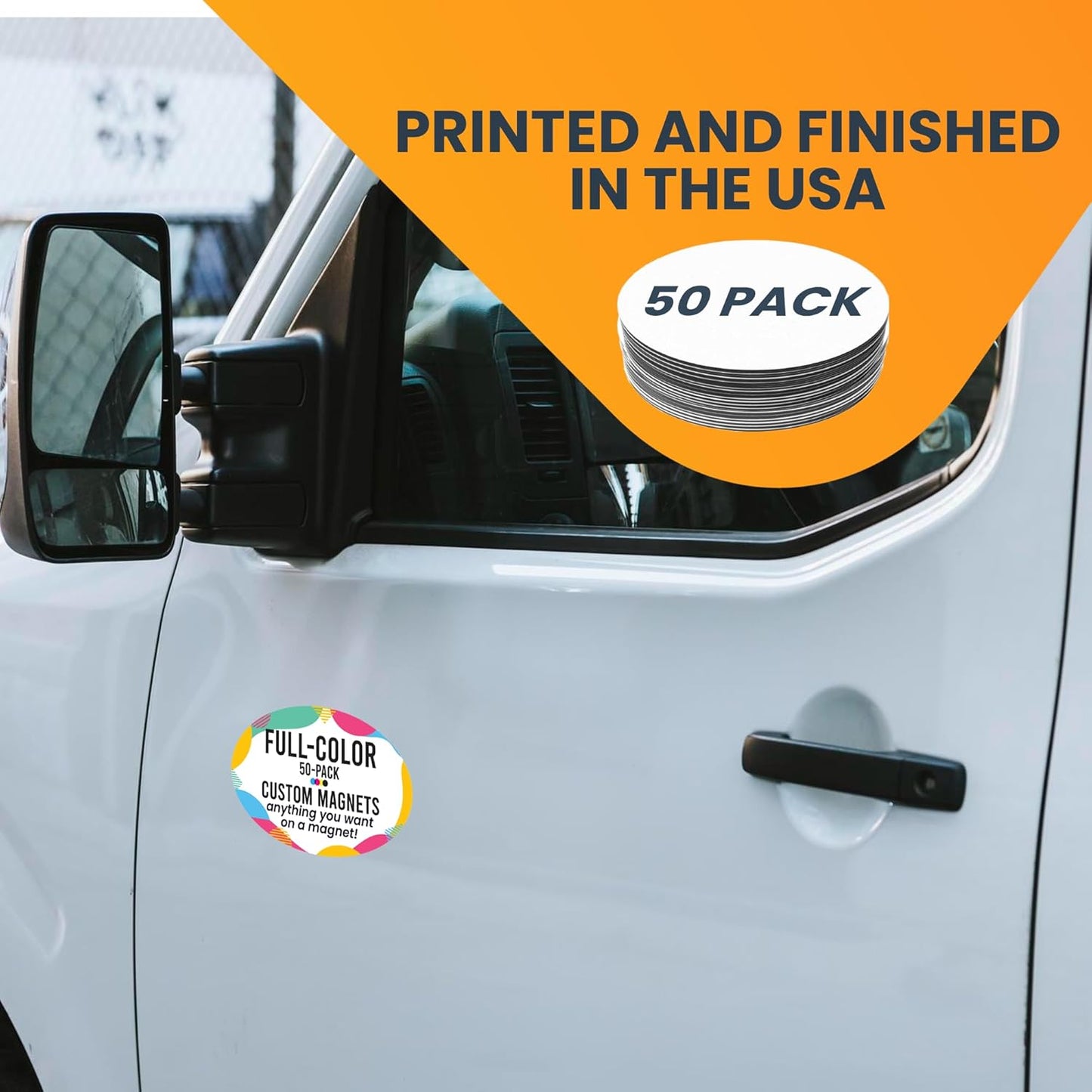 Magnet Me Up Custom 4x6 Inch Oval Magnet, 50 Pack, Customizable for Businesses, Personal Use, Choose Your Text, Upload Image, Magnetic Vinyl for Vehicles and Any Magnetic Surface, Crafted in USA