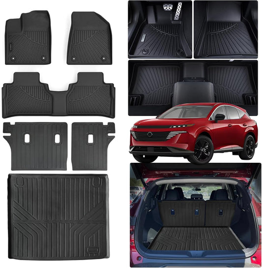 Floor Mats & Trunk Mat for 2025 Nissan Murano with Cargo Liners Accessories Backrest Mat TPE All Weather Protection Car Floor Liners